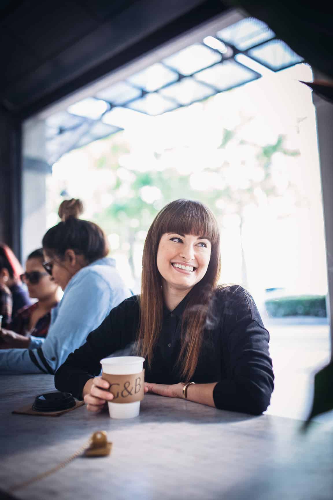 happy coffee drinker